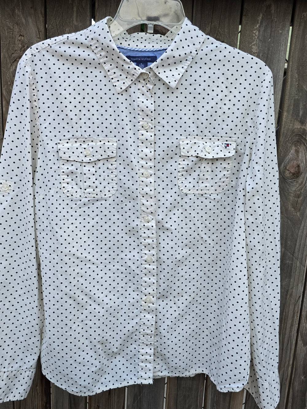 Tommy Hilfiger Cotton White Polka Dot Button-Up Shirt Size XL - Picture 2 of 8